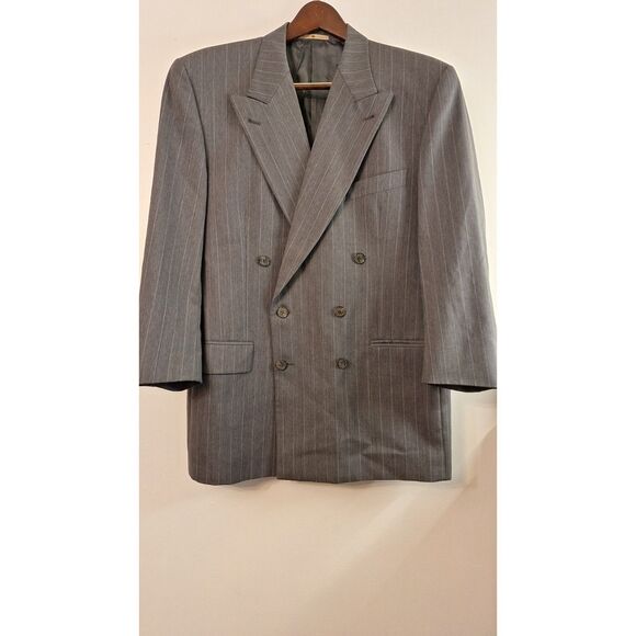 JOSEPH ABBOUD Saks Fifth Avenue Men 100% Wool Gray Stripe Career Blazer 41 Reg. - Picture 1 of 8
